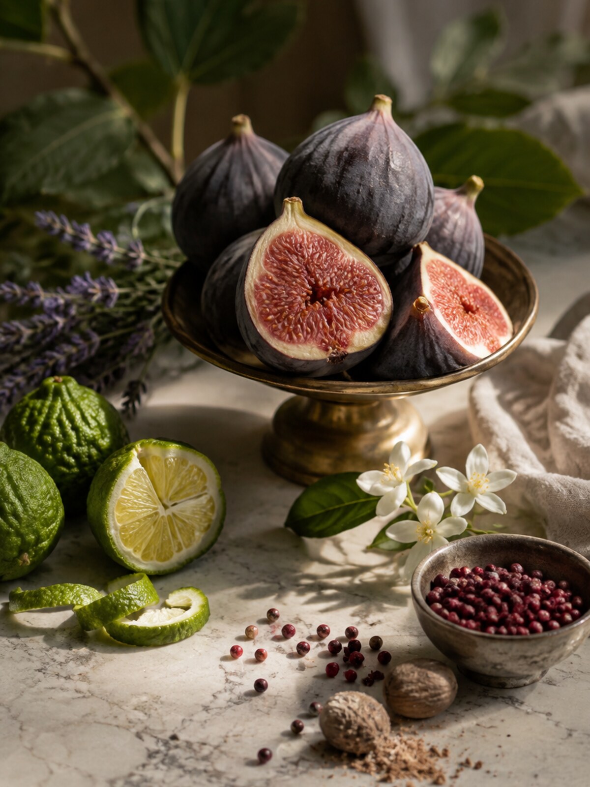 Figos, bergamota, flores, pimenta rosa e noz-moscada, notas do perfume 31 de Maio